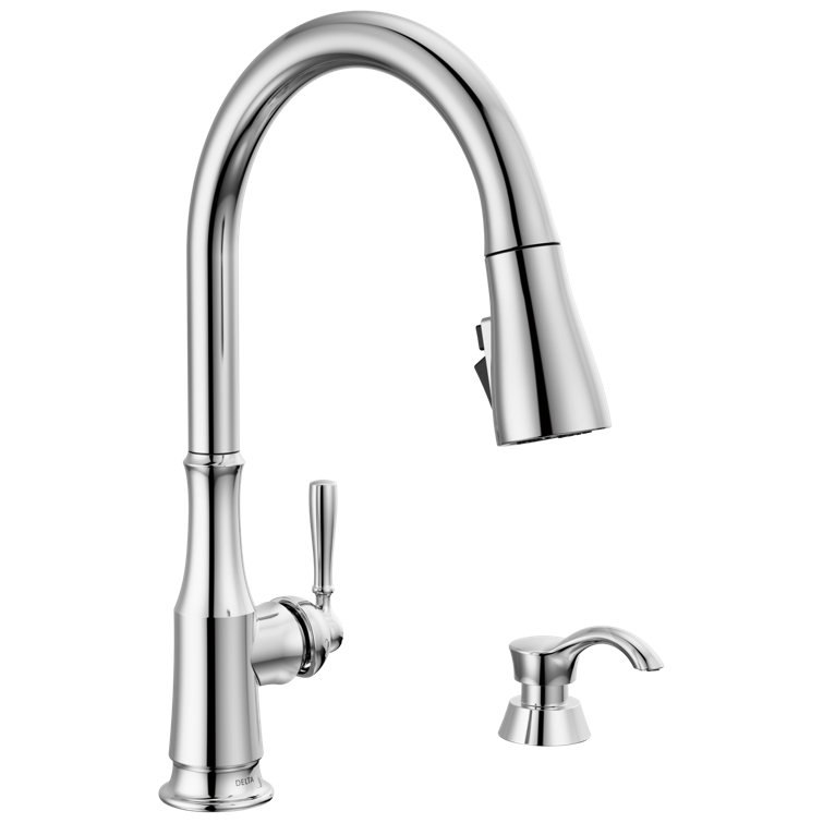 Chrome Pull-Down Kitchen Faucet with Soap Dispenser