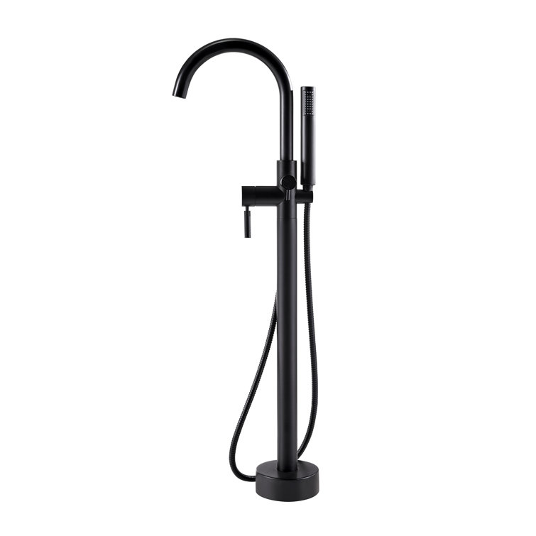 Athena Matte Black Freestanding Tub Faucet with Hand Shower