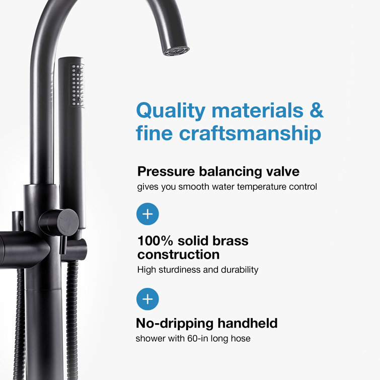Athena Matte Black Freestanding Tub Faucet with Hand Shower
