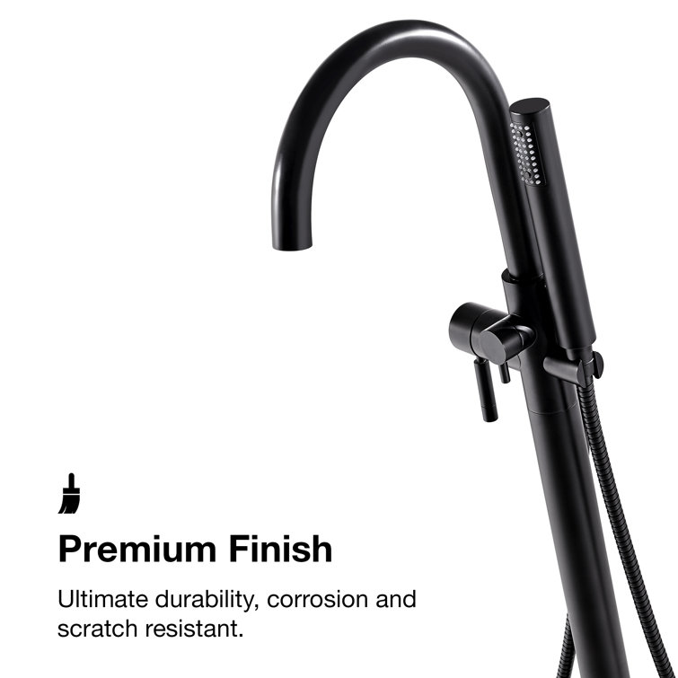 Athena Matte Black Freestanding Tub Faucet with Hand Shower