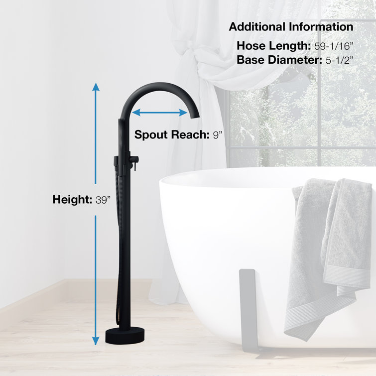 Athena Matte Black Freestanding Tub Faucet with Hand Shower