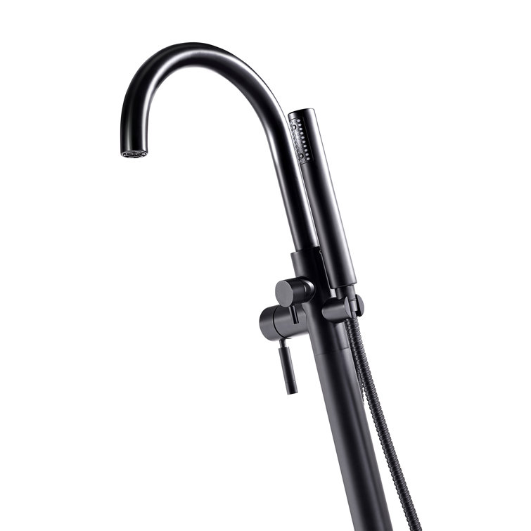 Athena Matte Black Freestanding Tub Faucet with Hand Shower