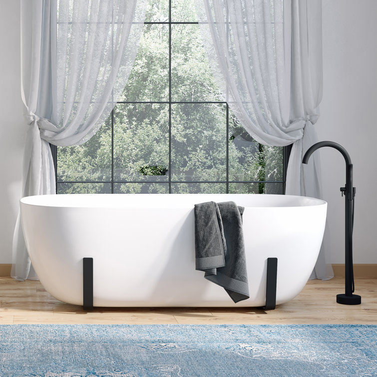 Athena Matte Black Freestanding Tub Faucet with Hand Shower