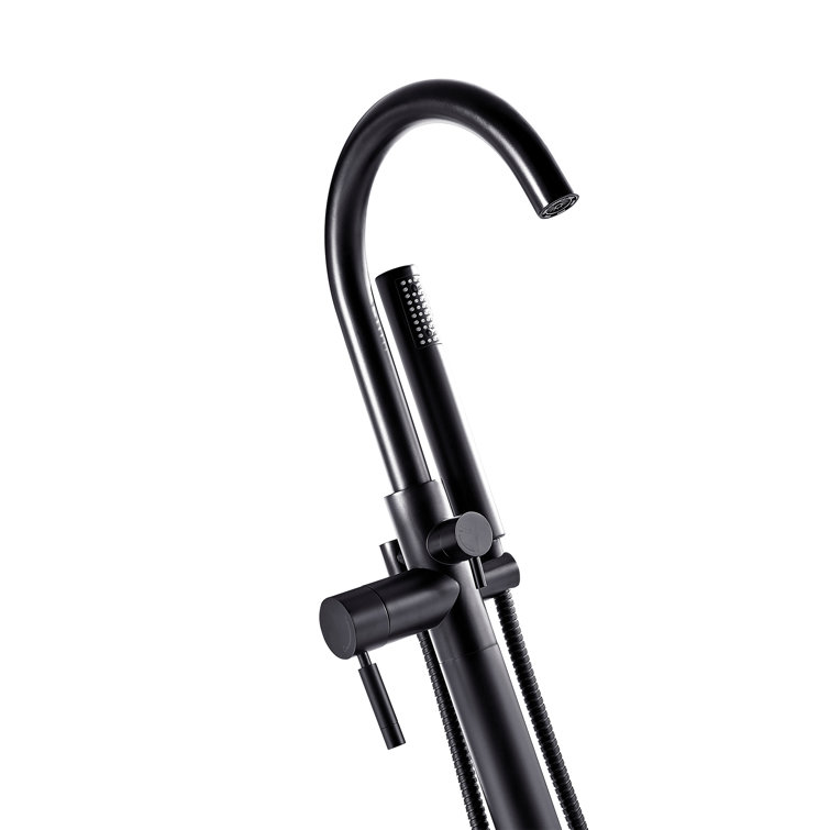 Athena Matte Black Freestanding Tub Faucet with Hand Shower