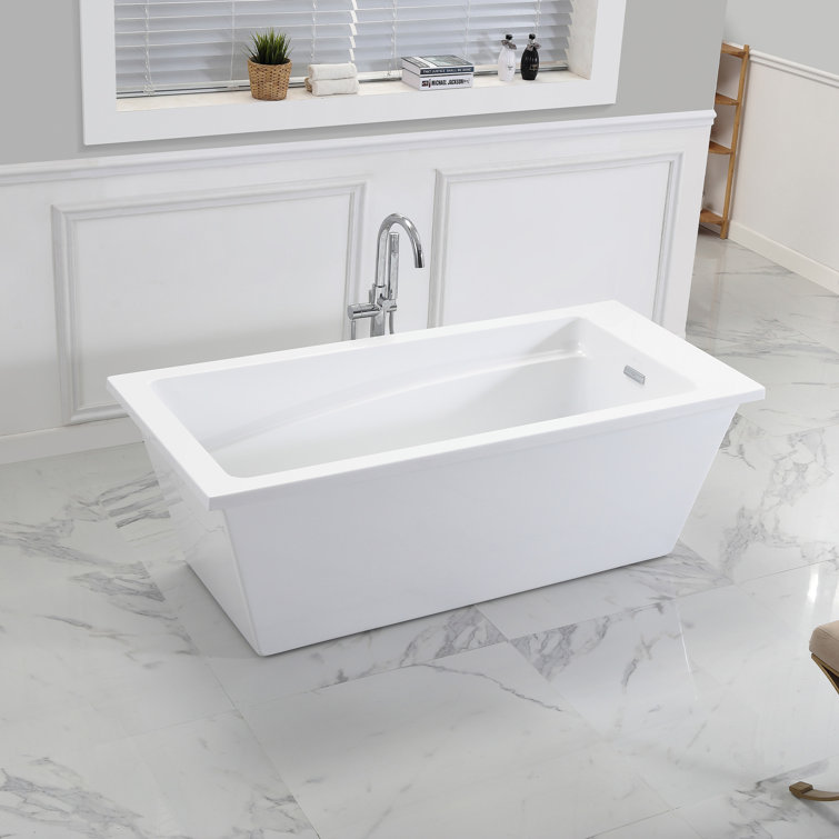 Hudson 69'' White Acrylic Freestanding Soaking Bathtub