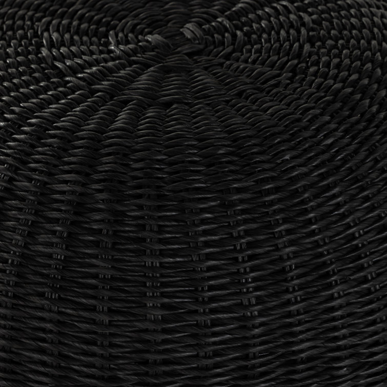 Black Wicker Round Outdoor Accent Stool
