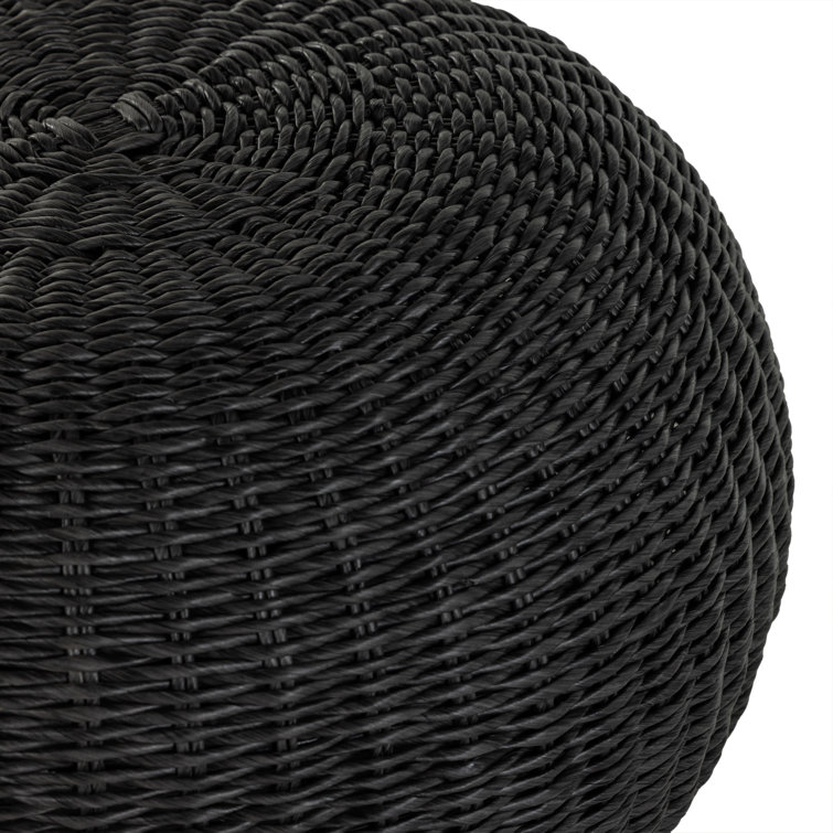 Black Wicker Round Outdoor Accent Stool