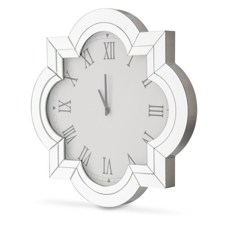 Montreal Mirrored Glass Wall Clock with Roman Numerals
