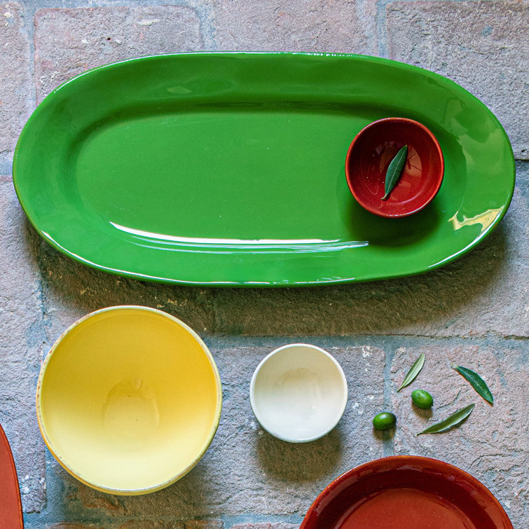 Saffron Yellow Ceramic Oval Serving Platter, 16-inch