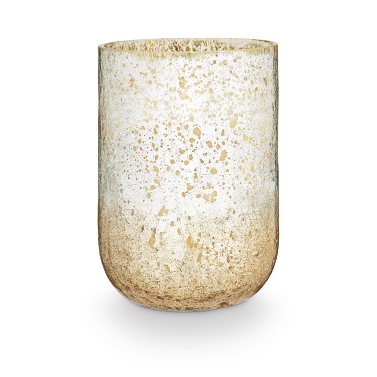 Large Gold Crackle Glass Scented Soy Candle