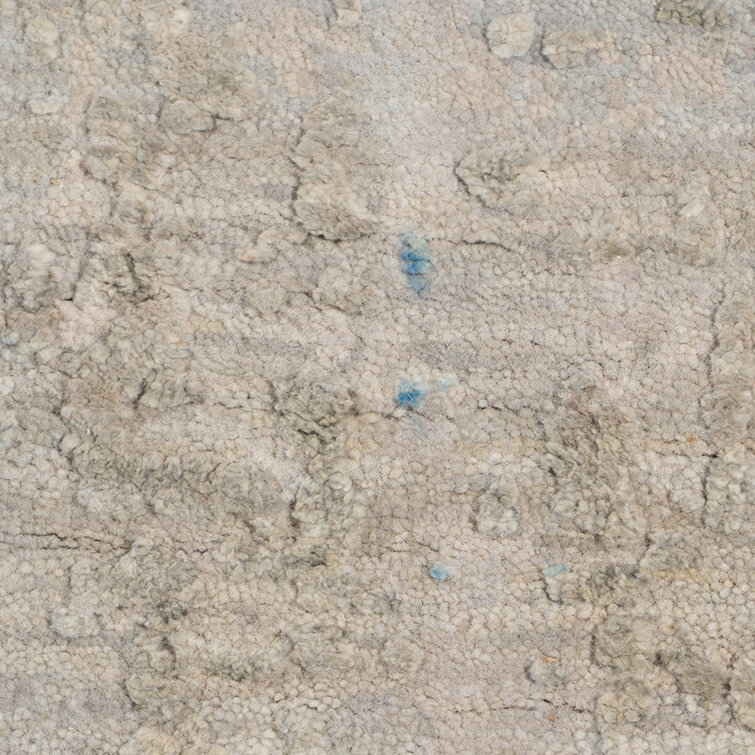Zenith Blue Hand-Knotted Wool and Silk Abstract Rug