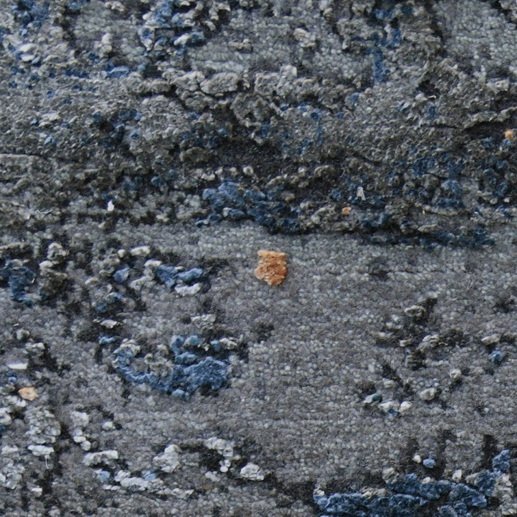Zenith Gray and Blue Wool Silk Abstract Area Rug