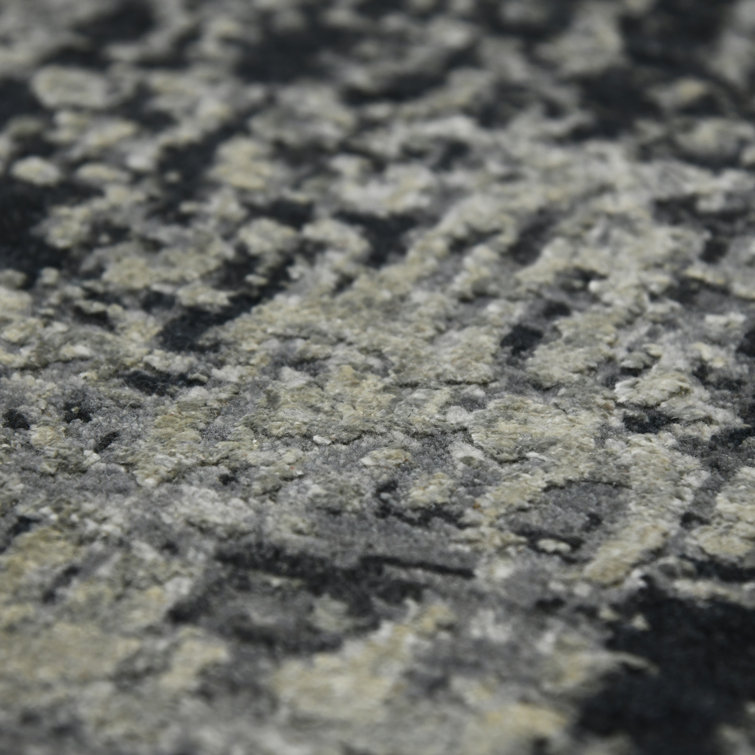 Handmade Charcoal Wool and Silk Abstract Area Rug 2' x 3'