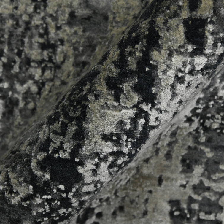 Handmade Charcoal Wool and Silk Abstract Area Rug 2' x 3'