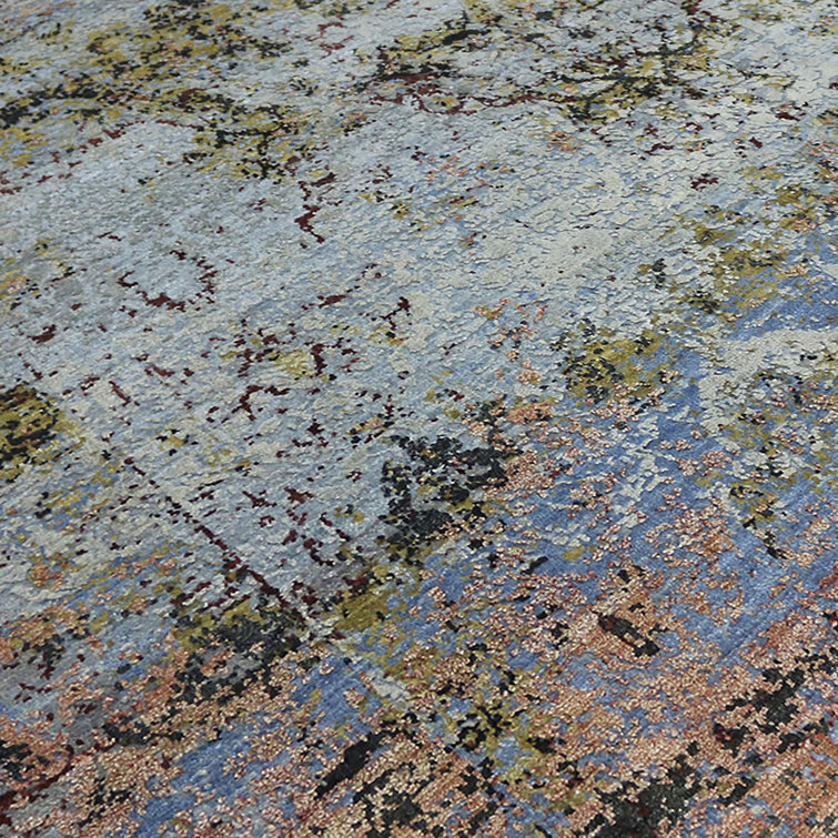 Urban Abstract 8' x 10' Hand-Knotted Black Wool & Silk Rug