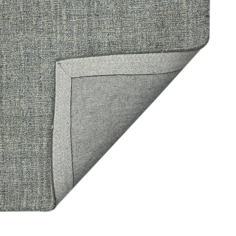 Sea Blue Hand-Tufted Wool Plaid Area Rug