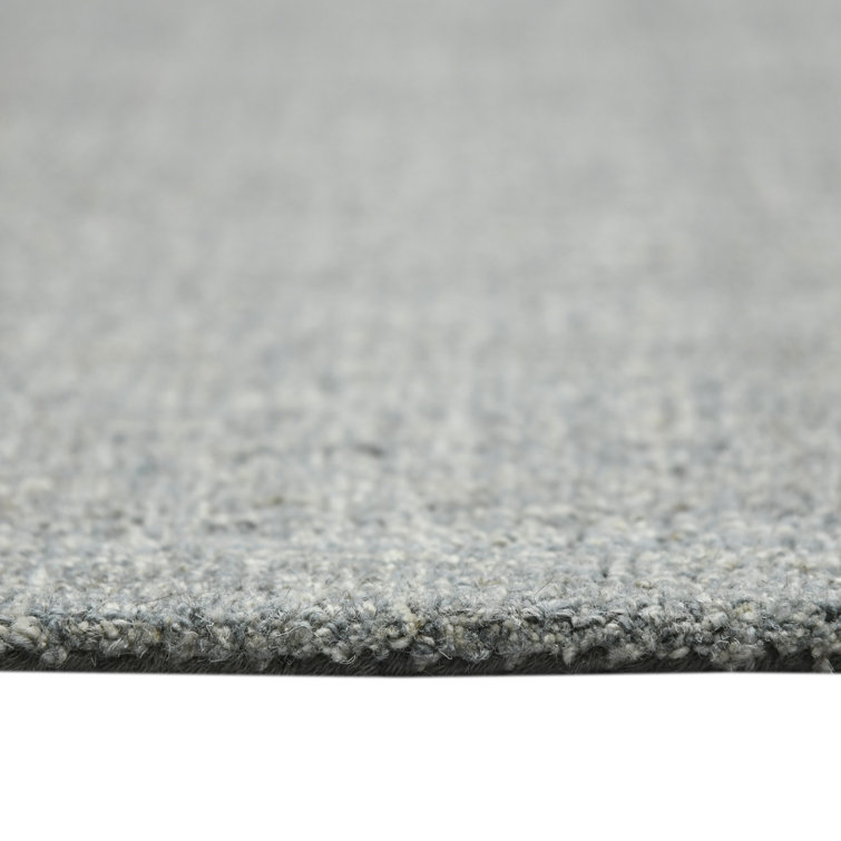 Sea Blue Hand-Tufted Wool Plaid Area Rug