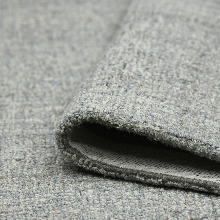 Sea Blue Hand-Tufted Wool Plaid Area Rug