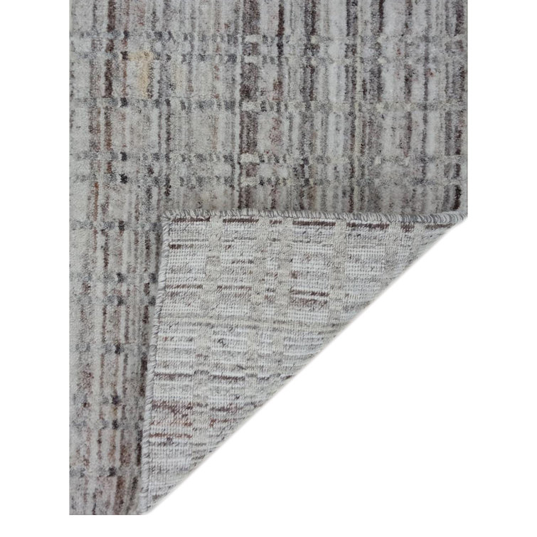 Beige Handwoven Wool Blend Rectangular Area Rug 2' x 3'