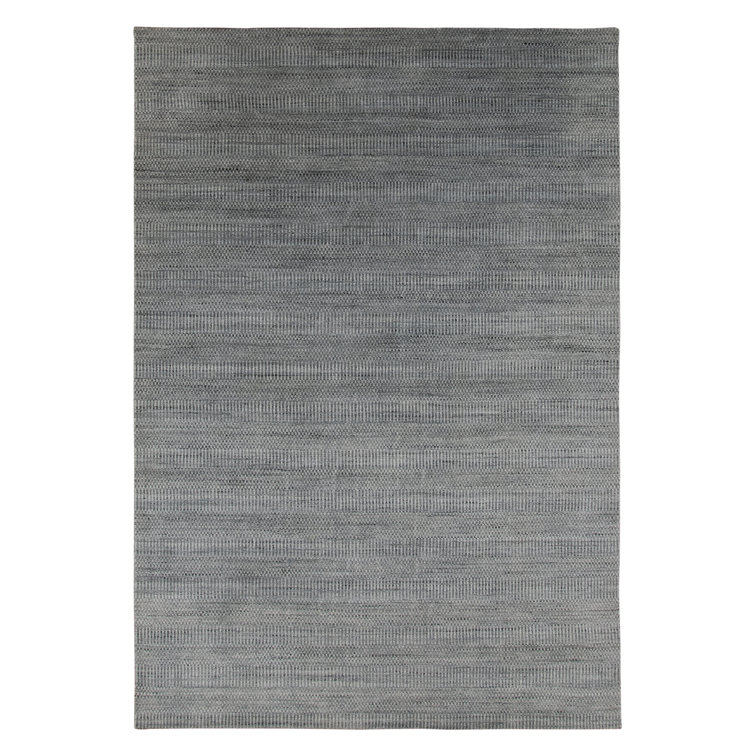 Silver Hand-knotted Wool and Viscose Rectangular Rug