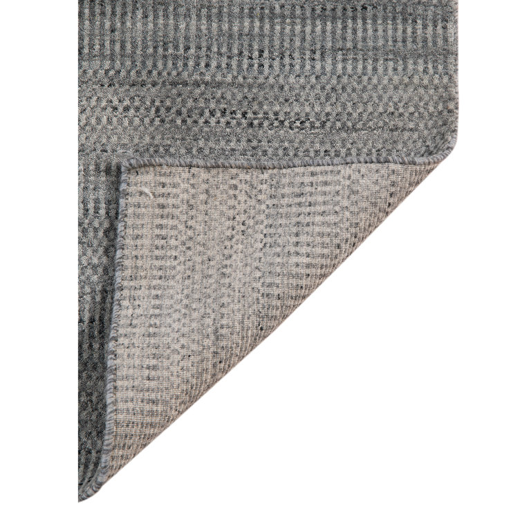 Elegant Silver 8' x 10' Hand-Knotted Wool & Viscose Area Rug