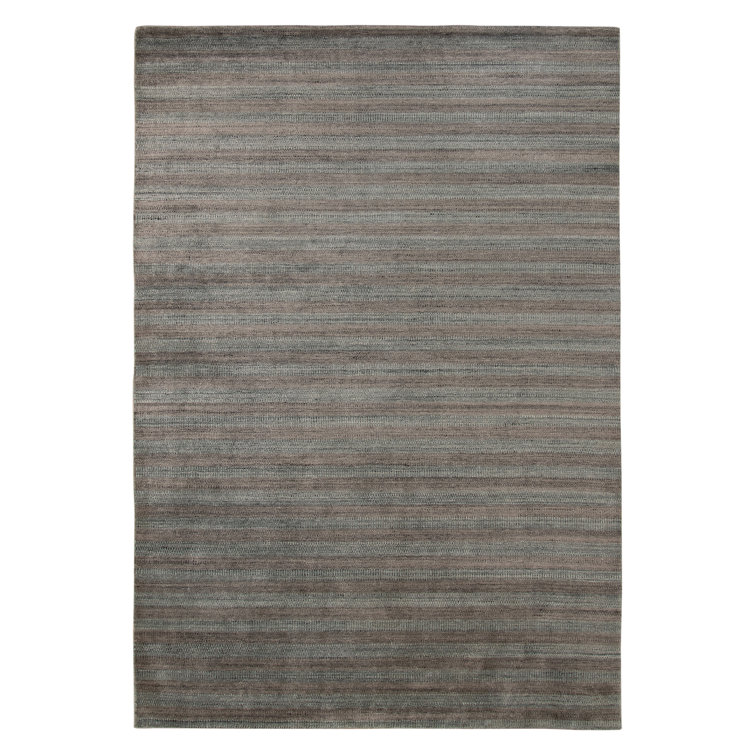 Gray and Black Handwoven Wool and Viscose Area Rug