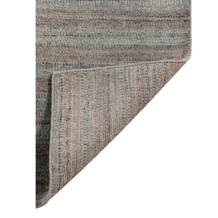 Gray and Black Handwoven Wool and Viscose Area Rug