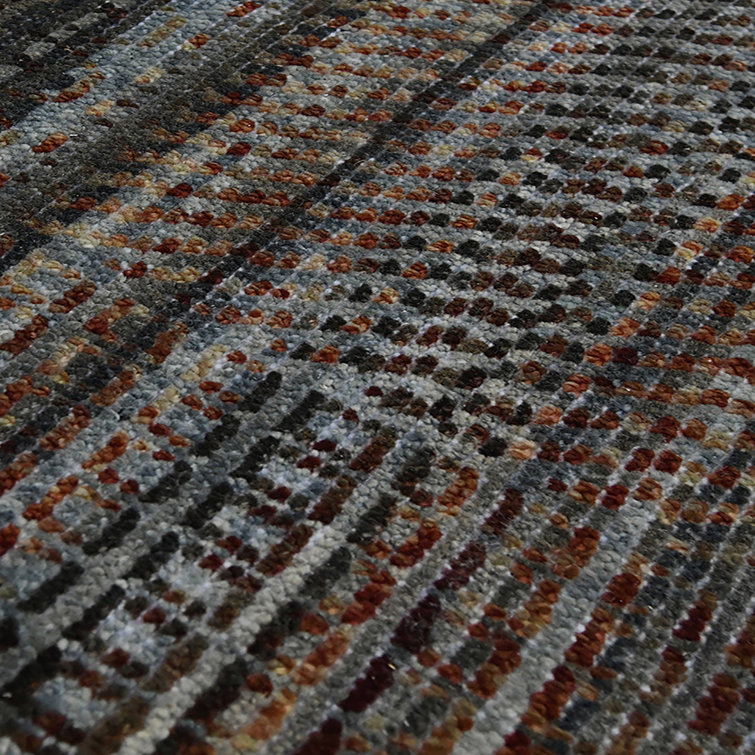 Legacy Geometric Hand-Knotted Red and Blue Wool Area Rug