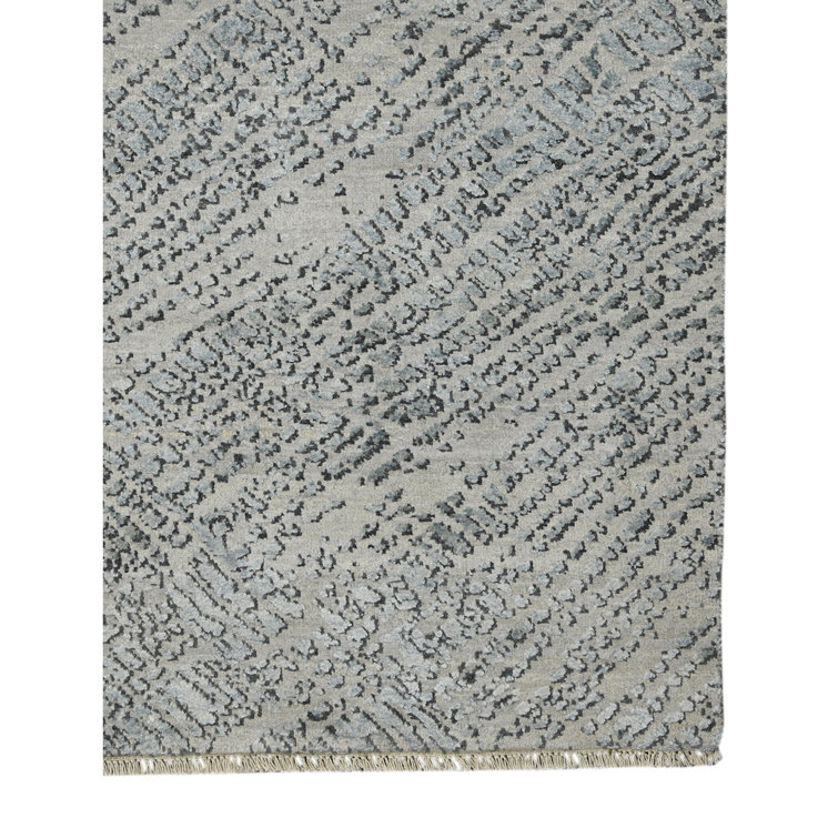 Majestic Blue Hand-Knotted Wool and Silk Area Rug