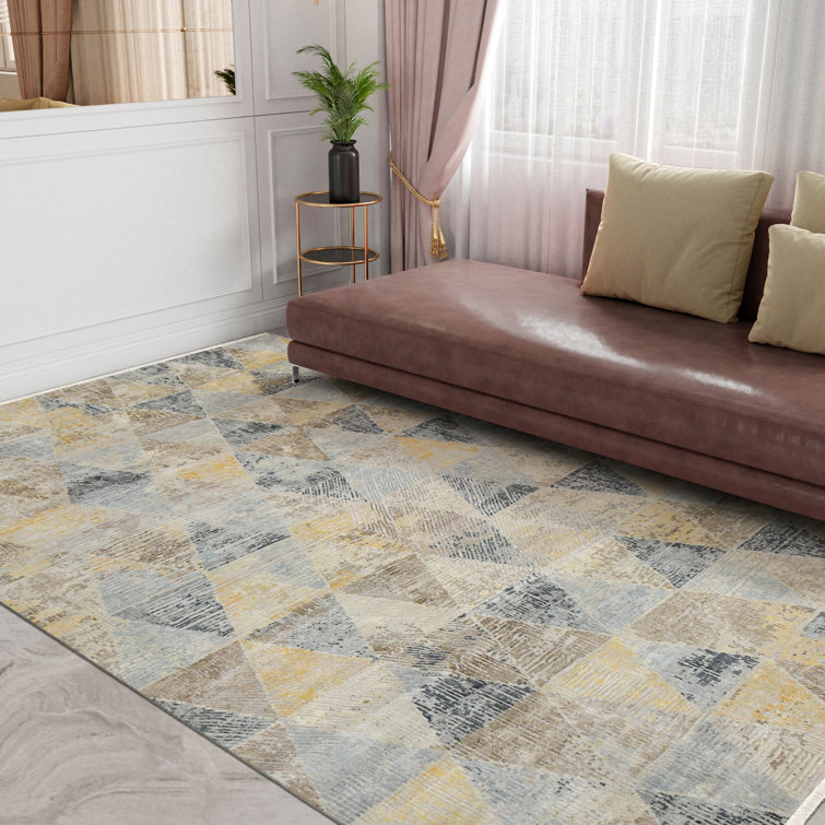 Ivory Silk-Wool Blend 2'x3' Hand-Knotted Geometric Area Rug