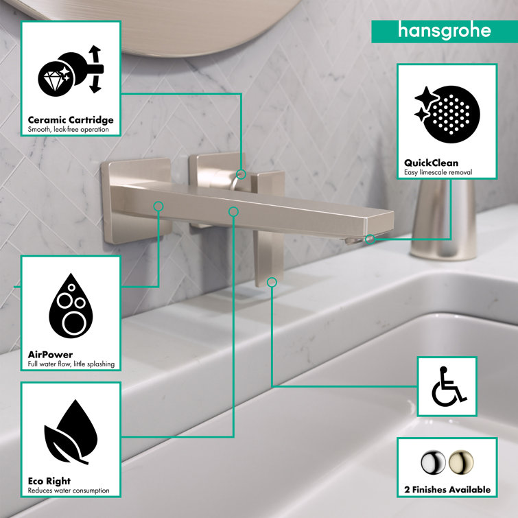 Sleek Eurostyle Brushed Nickel Wall-Mounted Bathroom Faucet