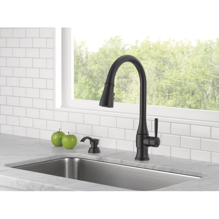 Matte Black Pull-Down Kitchen Faucet with Soap Dispenser