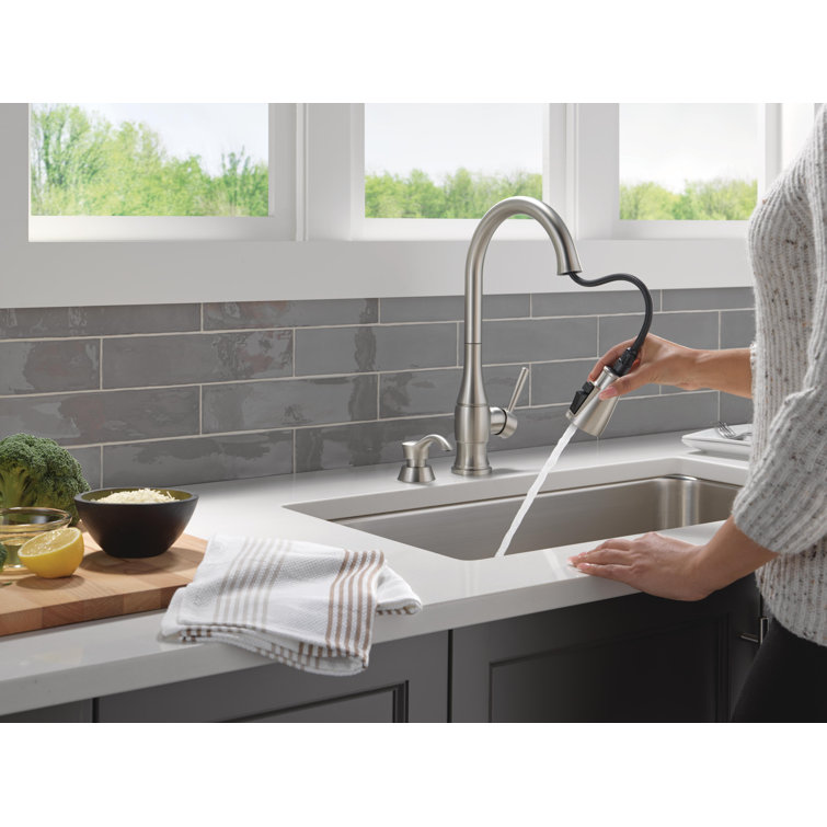 Hazelwood Stainless Steel Pull-Down Kitchen Faucet with Soap Dispenser