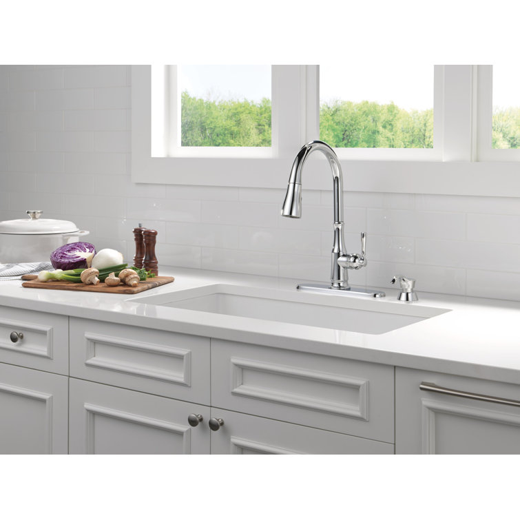 Chrome Pull-Down Kitchen Faucet with Soap Dispenser
