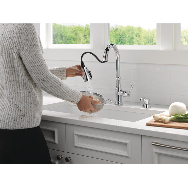 Chrome Pull-Down Kitchen Faucet with Soap Dispenser
