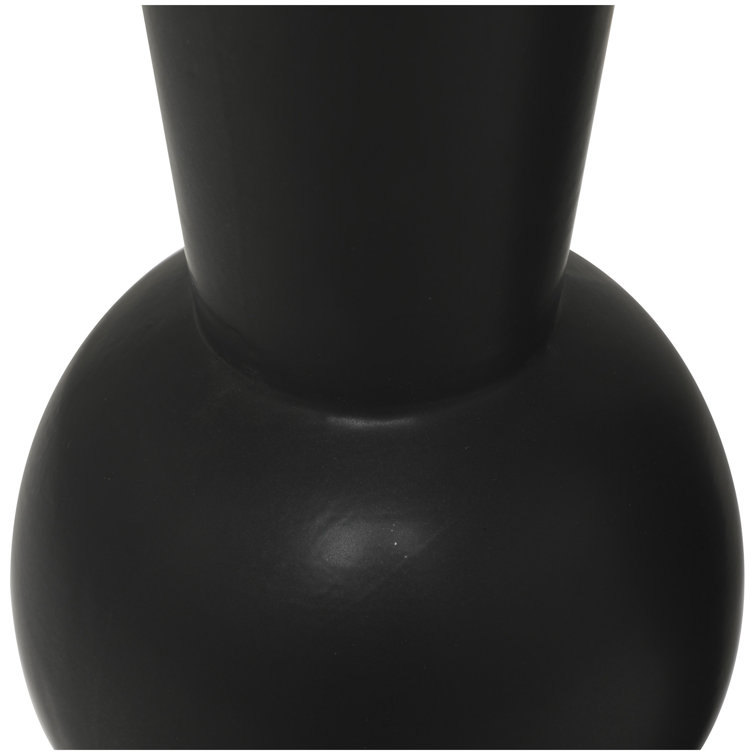 Black Ceramic Trumpet Table Vase Set of 2