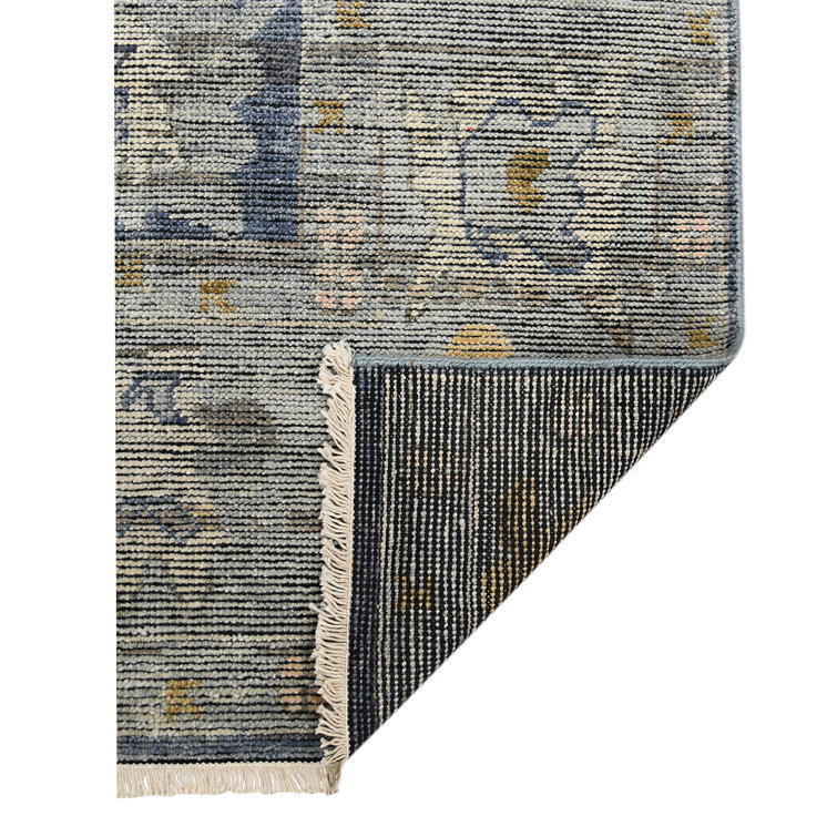 Jwell Blue Hand-Knotted Wool Oriental Area Rug 10' x 14'