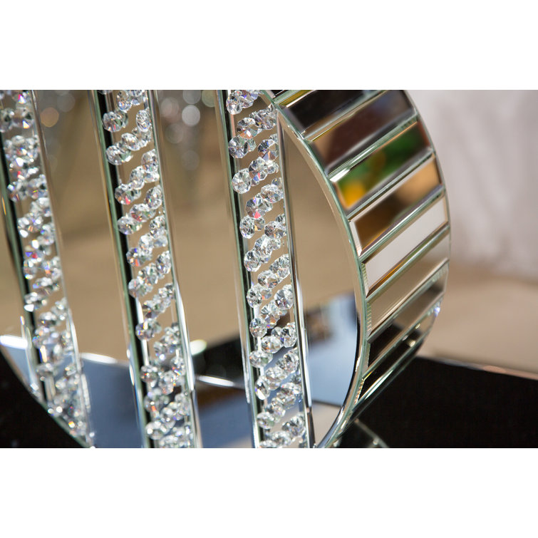 Silver Mirrored Crystal Accent Table Vase