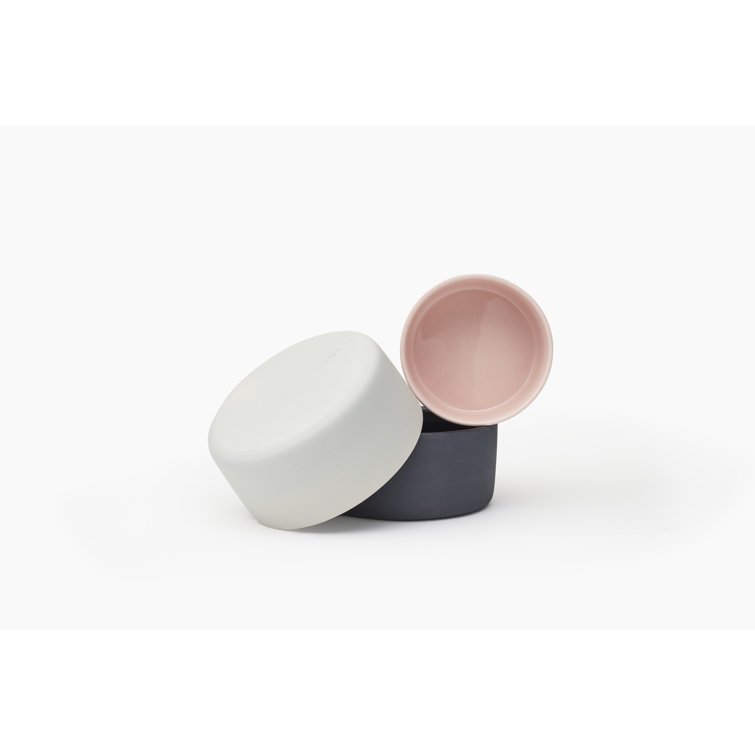 Small Dark Shadow Ceramic Pet Bowl with Glossy Interior