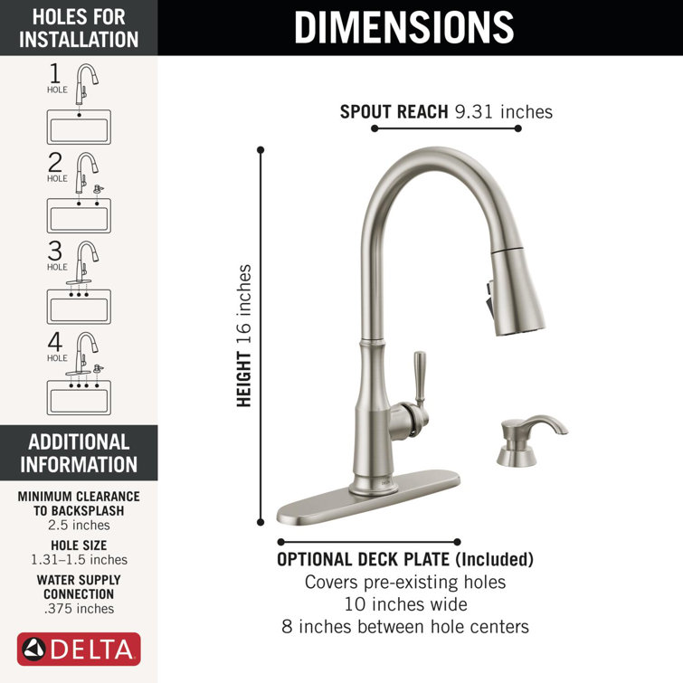 SpotShield Stainless Steel Pull-Down Kitchen Faucet with Soap Dispenser