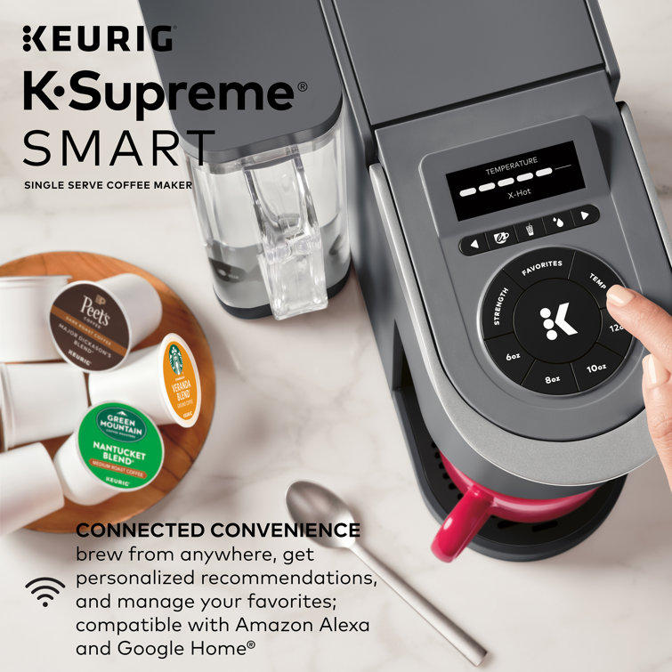 Gray Smart Single Serve Coffee Maker with WiFi Compatibility