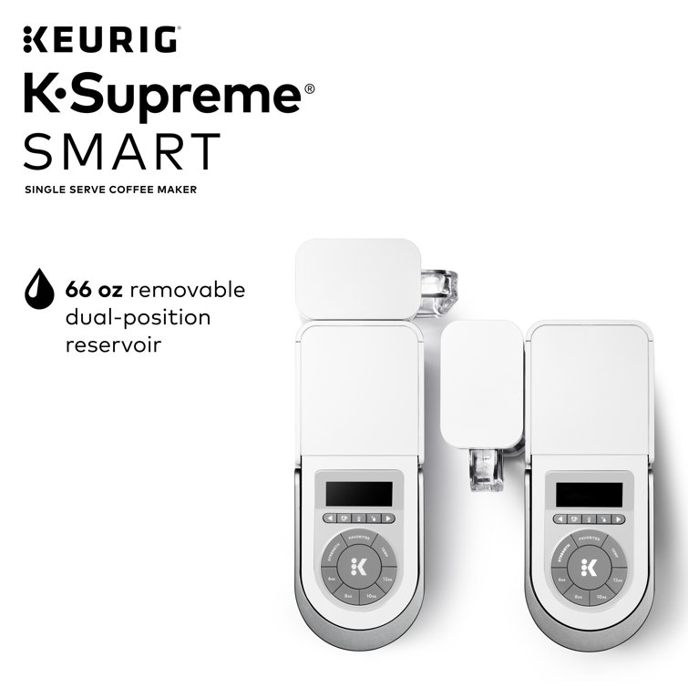 White Programmable Single Serve Coffee Maker with Brew Strength Selector