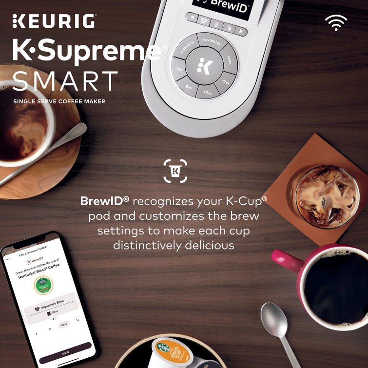 White Programmable Single Serve Coffee Maker with Brew Strength Selector