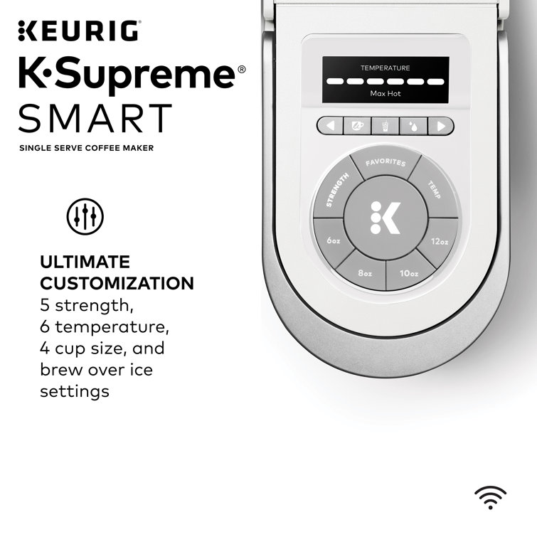 White Programmable Single Serve Coffee Maker with Brew Strength Selector