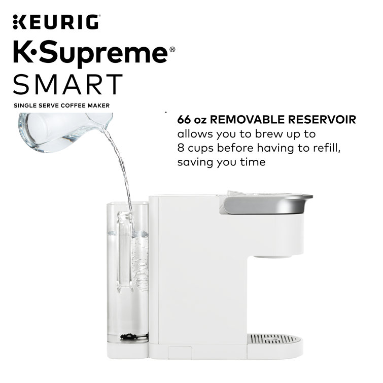 White Programmable Single Serve Coffee Maker with Brew Strength Selector