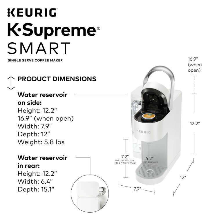 White Programmable Single Serve Coffee Maker with Brew Strength Selector