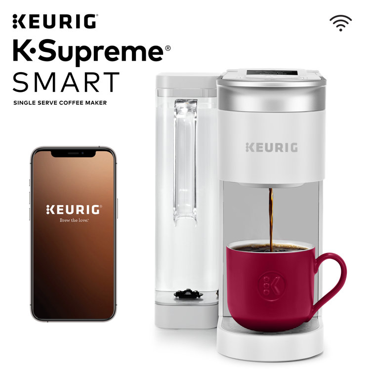 White Programmable Single Serve Coffee Maker with Brew Strength Selector