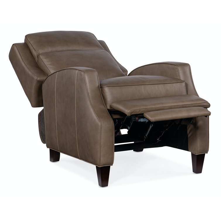 Aspen Lenado Gray Leather Recliner with Dark Wood Legs