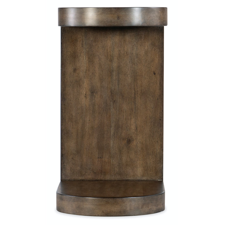 Modern Dark Brown Solid Wood C-Shaped End Table