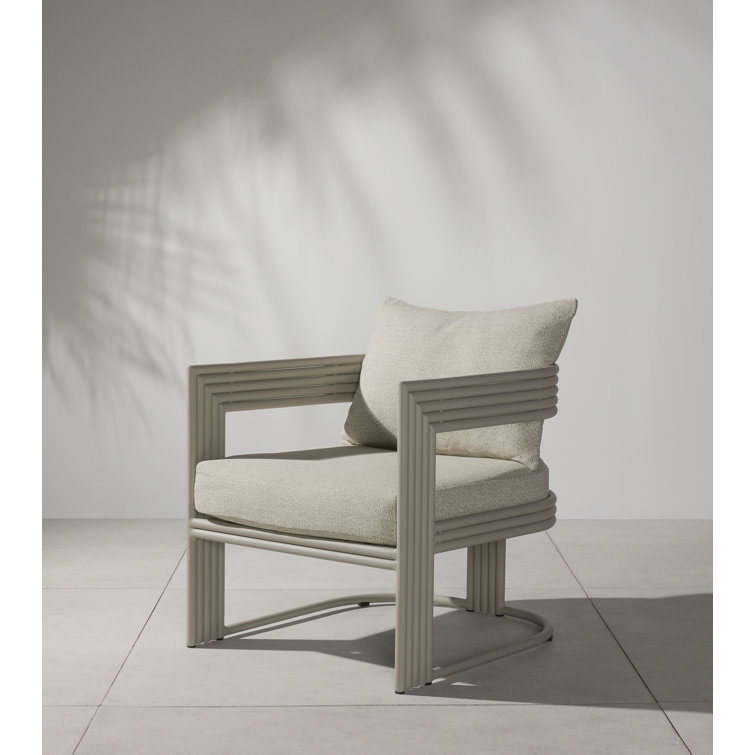 Modern Beige Stationary Dining Chair with Cushions 27.5"W